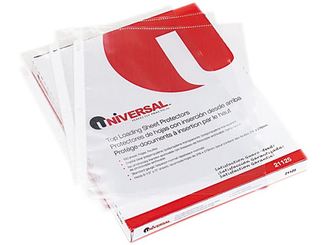 Universal 21125 Top-Load Poly Sheet Protectors  Standard  Letter  Clear  100/box