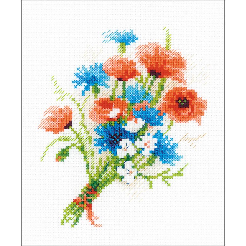 RIOLIS Counted Cross Stitch Kit 6"X7"-Bouquet With Cornflowers (14 Count)
