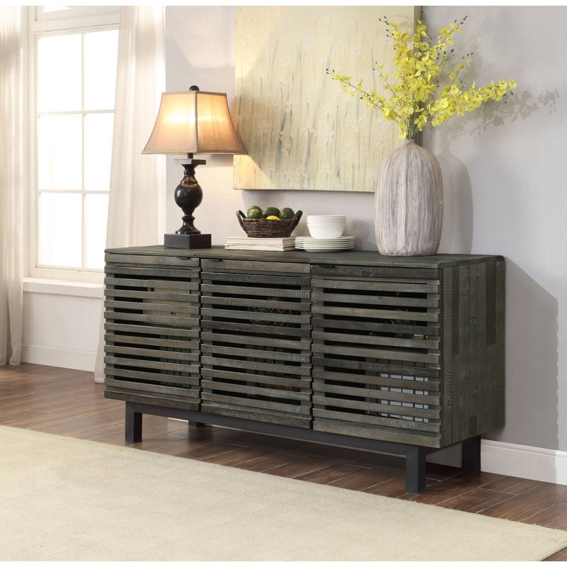 Rosemark 3 Door Media Credenza TV Stand for TVs up to 66" Gray - Treasure Trove Accents