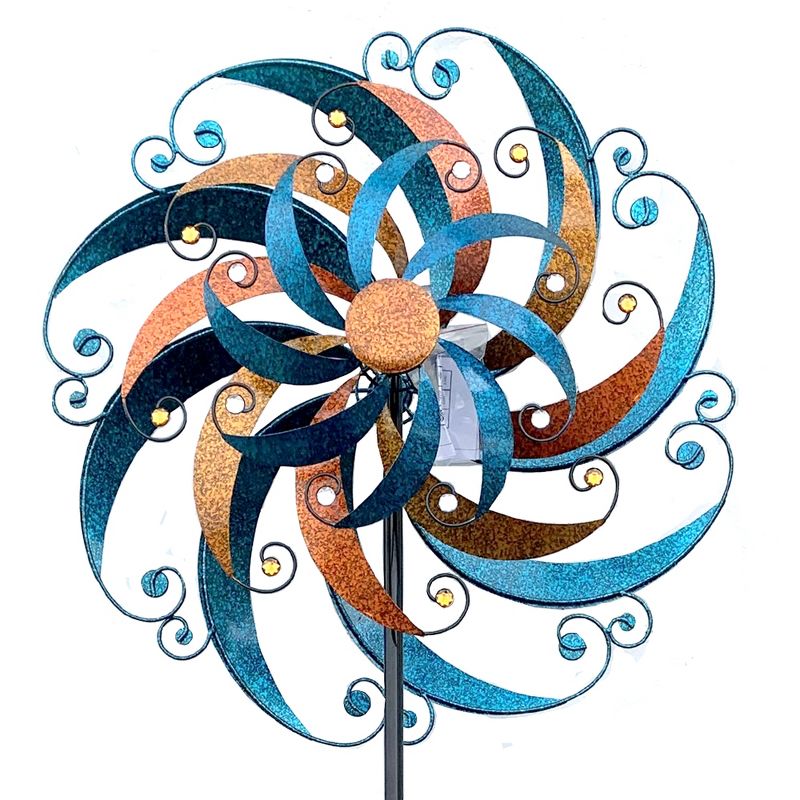 Home & Garden 77.0" Crescent Triple Wind Spinner Yard Decor Regal Art & Gift  -  Decorative Garden Stakes