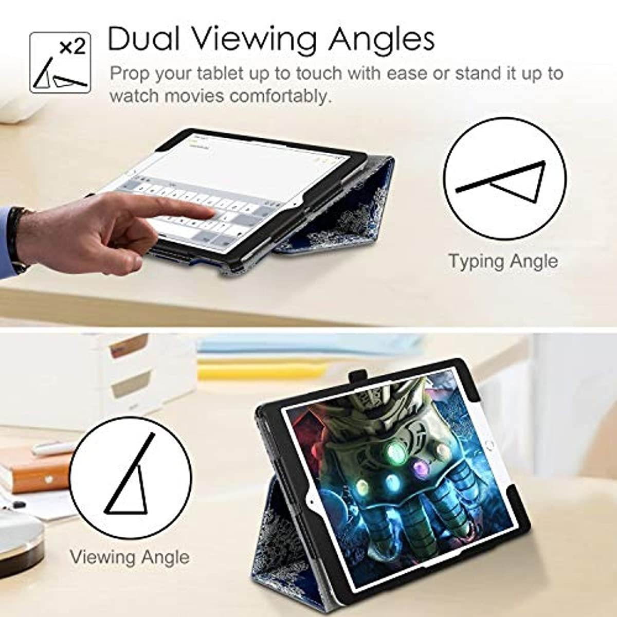 Fintie Case with Pencil Holder for iPad 7th Gen 10.2 Inch 2019 - Premium Vegan Leather Stand Back Cover, Support Auto Sleep/Wake, Indigo Dreams