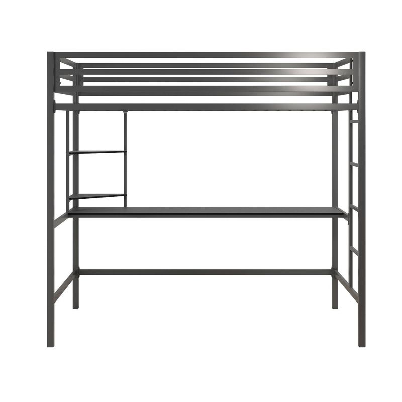 Twin Maxwell Metal Loft Bed with Desk & Shelves Gray/Black - Novogratz