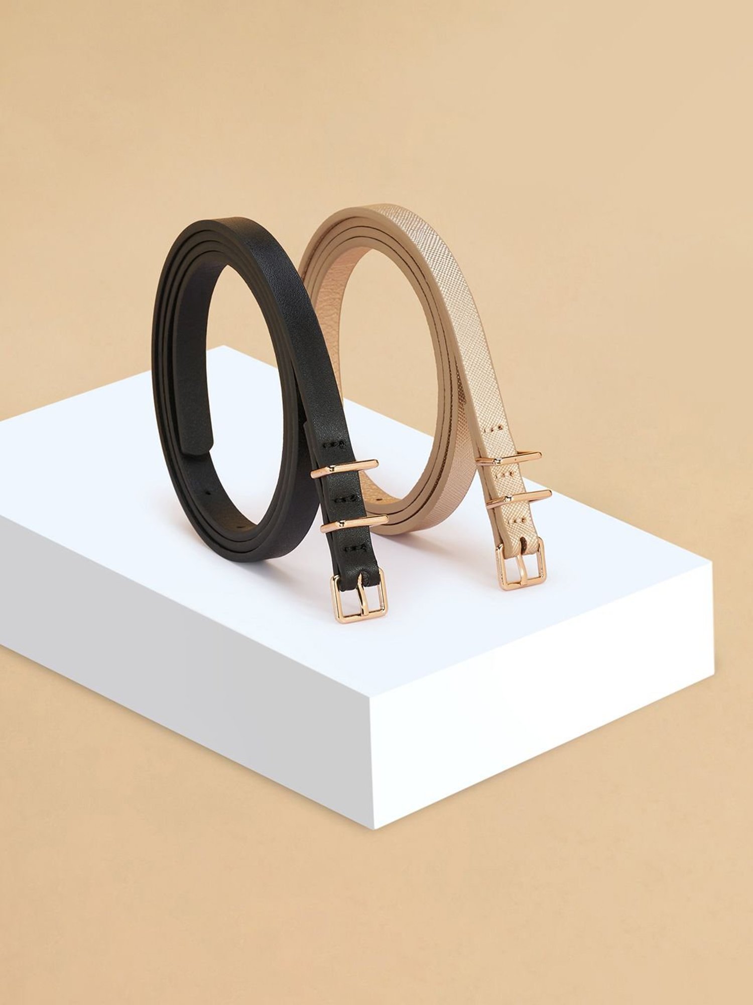 Hidesign Mariko Brown Solid Leather Narrow Belt