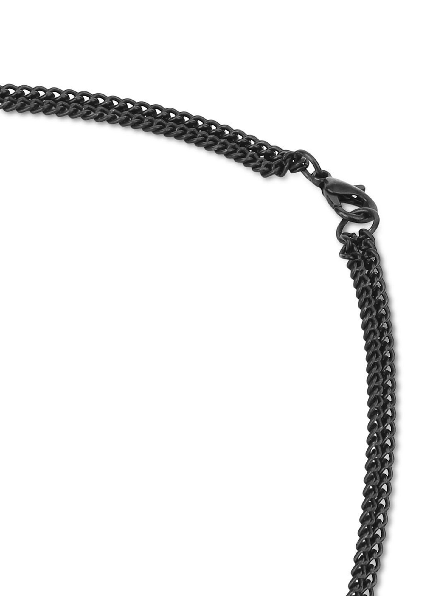 The Bro Code Black Leaf and Vintage Coin layered Pendant Necklace for Men