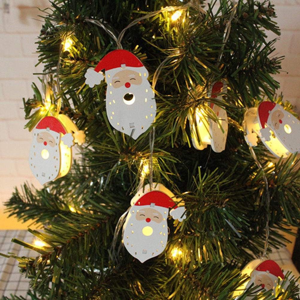 String Light with 10pcs LED Santa Claus Light Bulbs Warm White 1.5m Christmas Light Strip Battery Powered Party Garden Patio Rope Lights Decoration Illumination for Bedroom Wedding Holiday