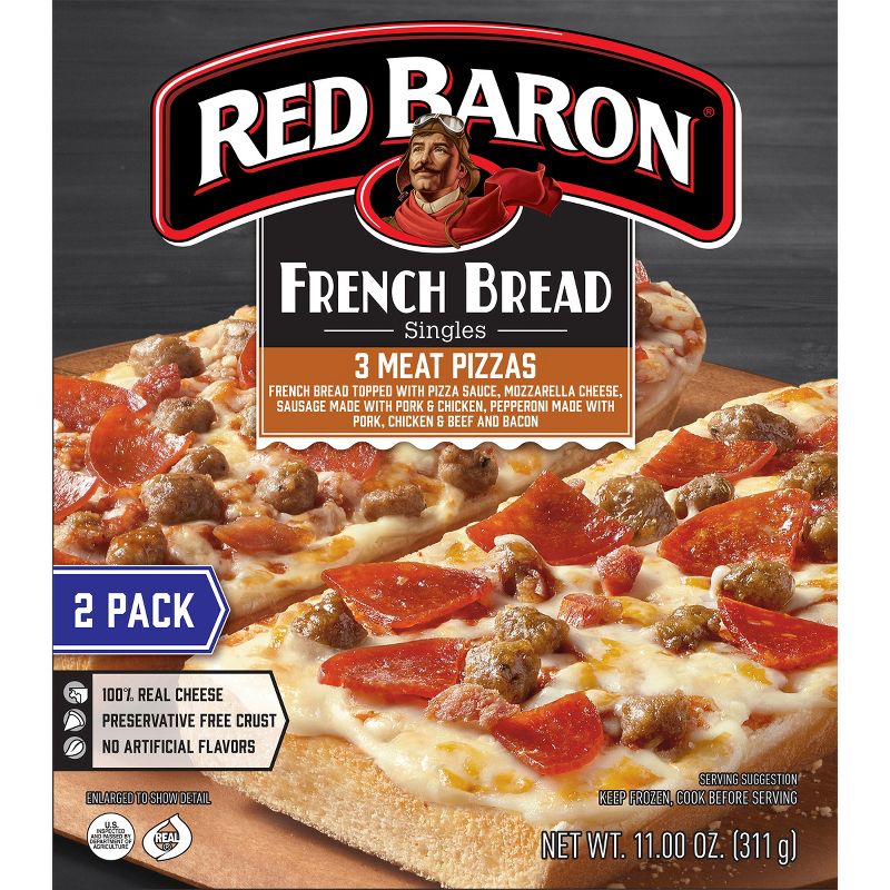 Red Baron French Bread Three Meat Frozen Pizza - 11oz