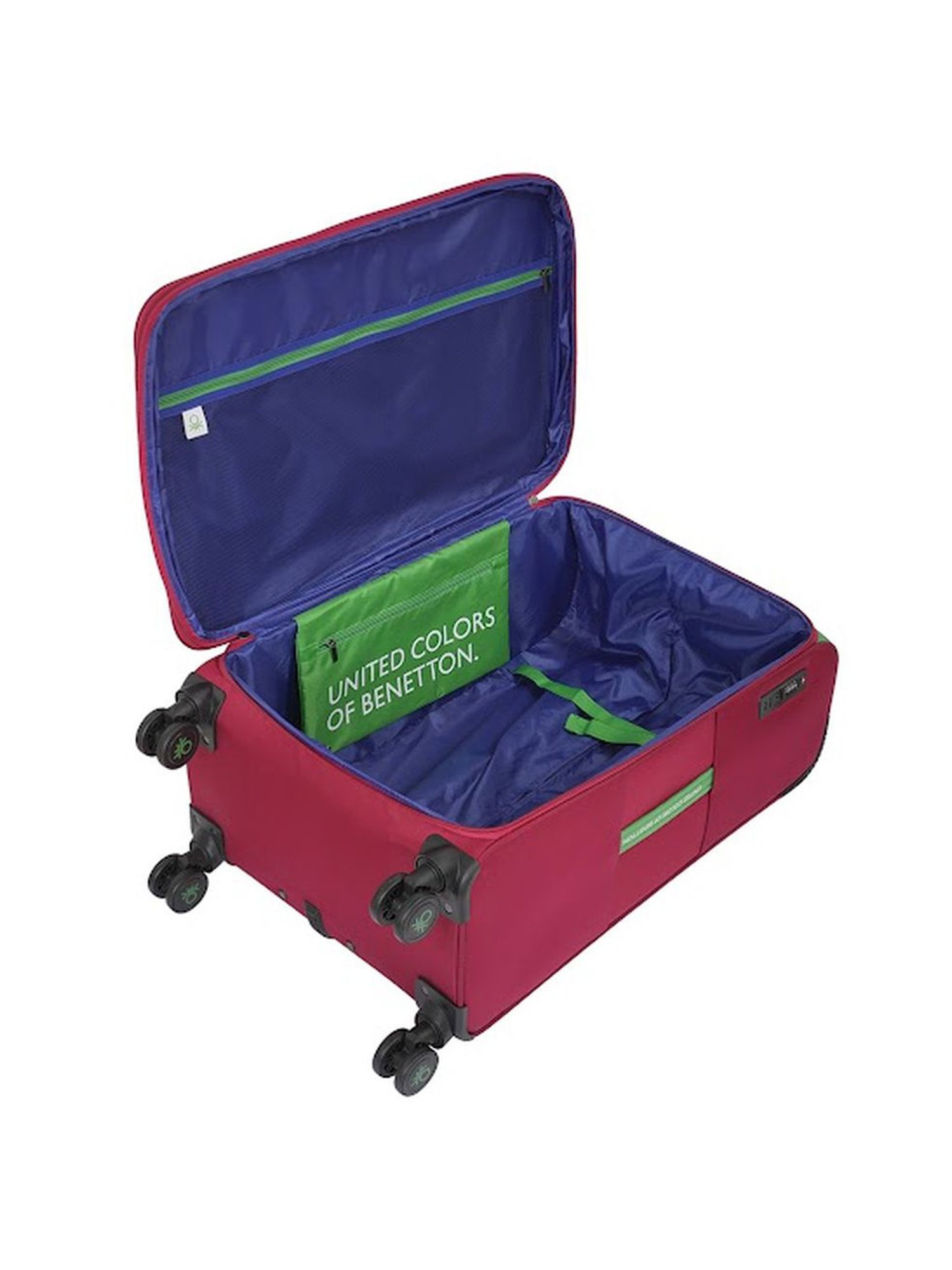 United Colors of Benetton Topaz Red Printed Soft Cabin Trolley Bag - 58.5 Cms