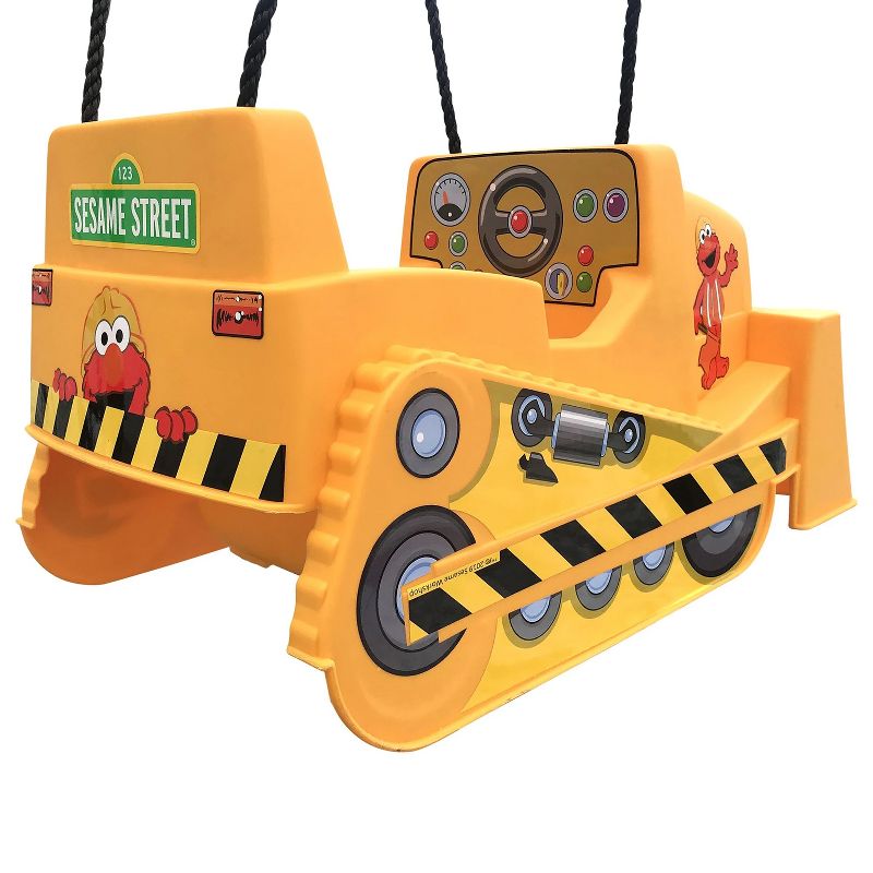 M & M Sales Backyard Indoor Outdoor Playset Sesame Street Bulldozer Dozer Toddler Swing With Ropes and Safety Strap