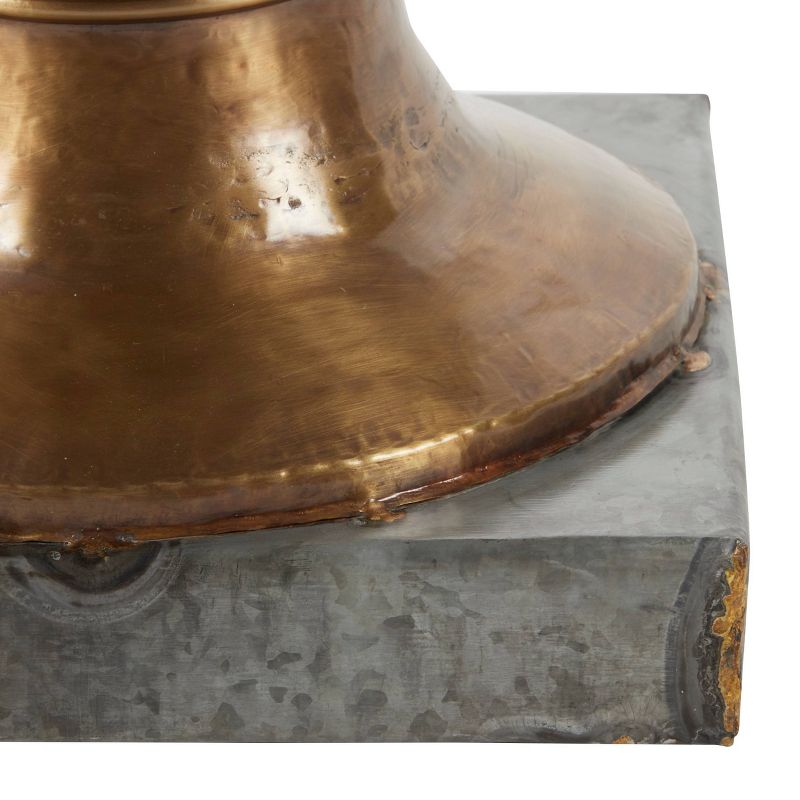 Coffee Table, Round Glass and Metal Bronze and Gray - Olivia & May