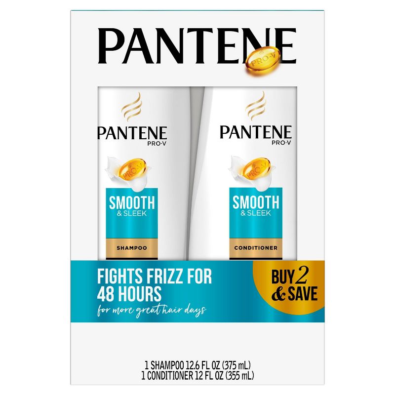 Pantene Pro-V Smooth & Sleek Shampoo and Conditioner Bundle Pack - 24.6 fl oz