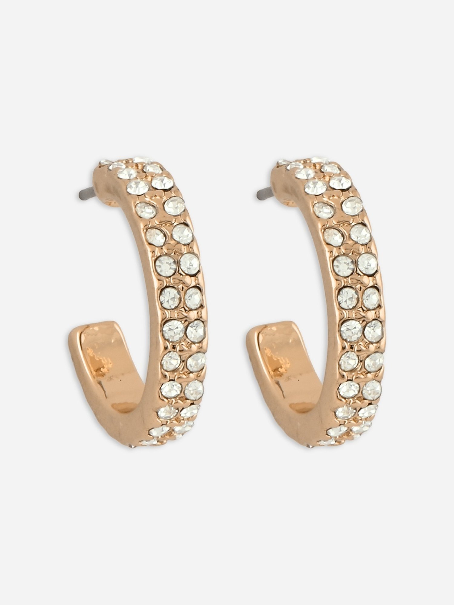 Toniq Fancy Gold-Plated Hoop CZ Stone Hoop Earrings