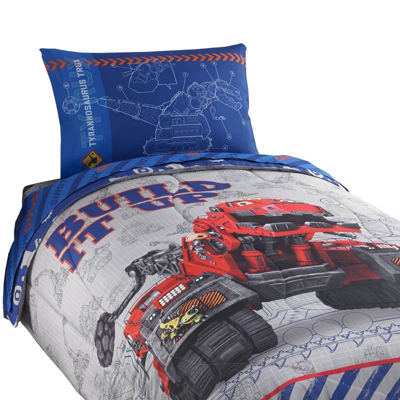 5pc Full Bedding Set Build It Up Ty Dinosaur Construction Comforter Sheets - Dinotrux..