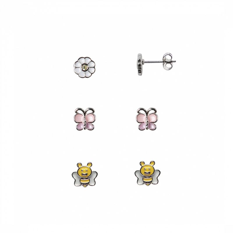 FAO Schwarz Flower, Butterfly and Bumblebee Trio Earring Set