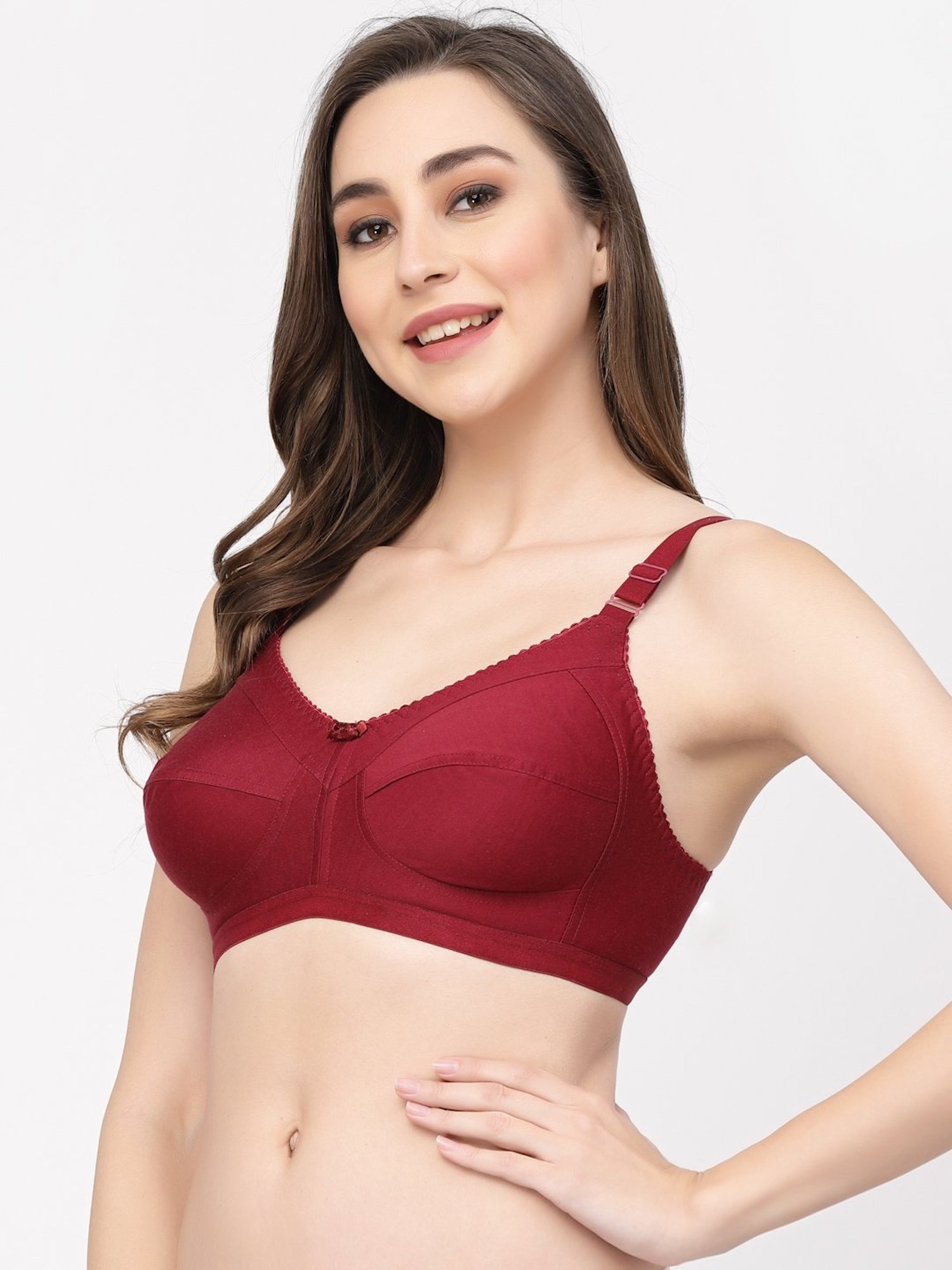 Cukoo Maroon Cotton Full Coverage Bra