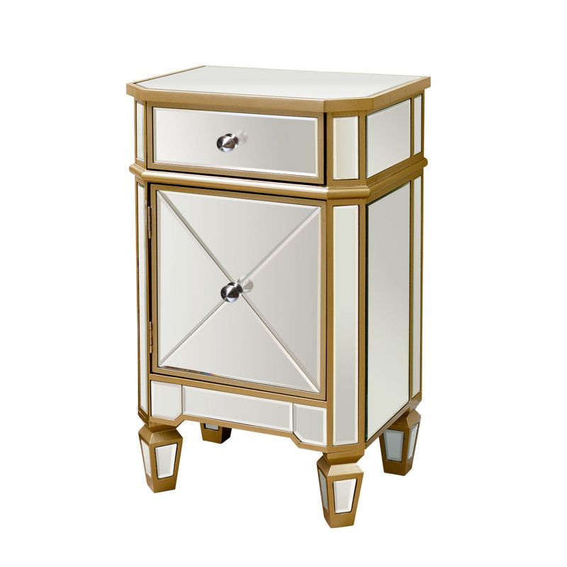 Knapp Mirrored Cabinet Nightstand Gold - Abbyson Living