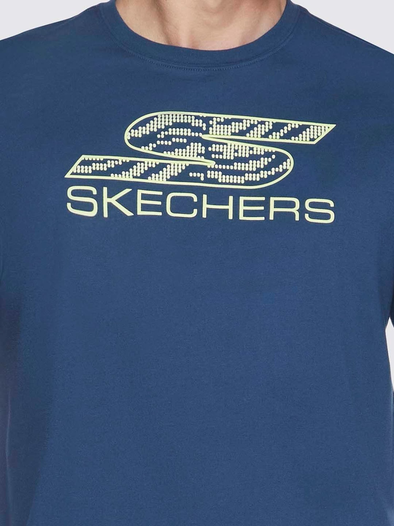 Skechers Navy Relaxed Fit Printed Crew T-Shirt