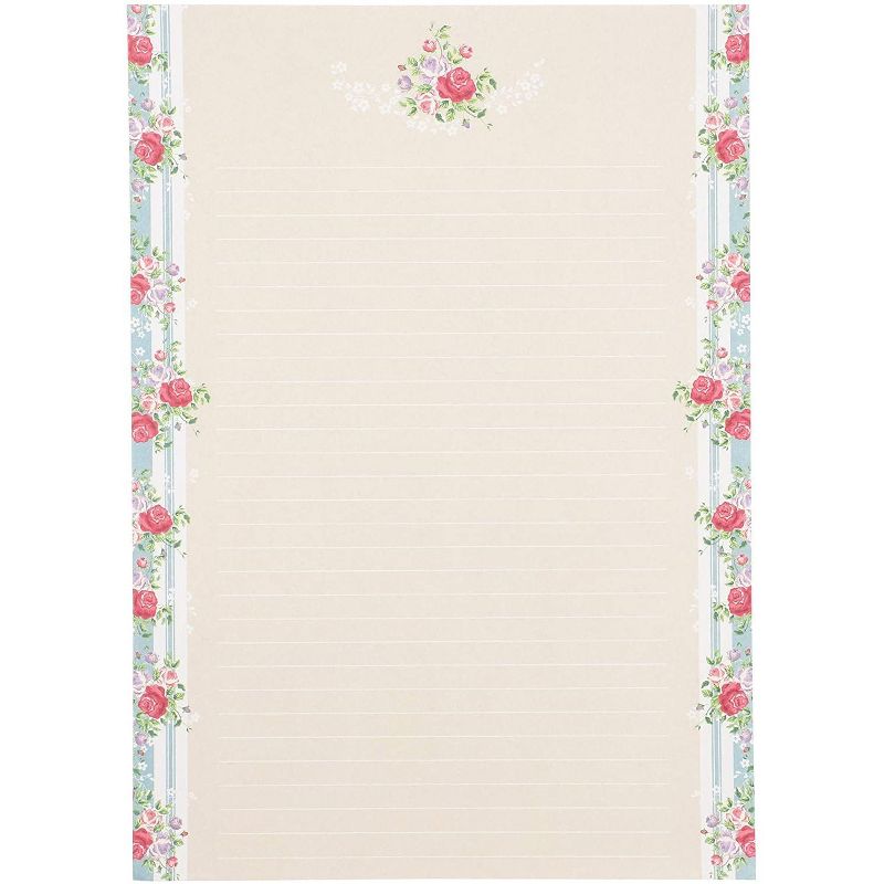 Paper Junkie 60 Sheets Vintage Floral Lined Stationery Paper with Envelopes 10.2 x 7.25 in, 6 Designs