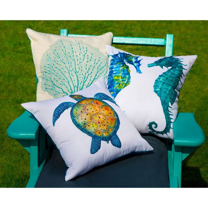 2pk Printed Seahorse Patio Throw Pillow - Edie@Home