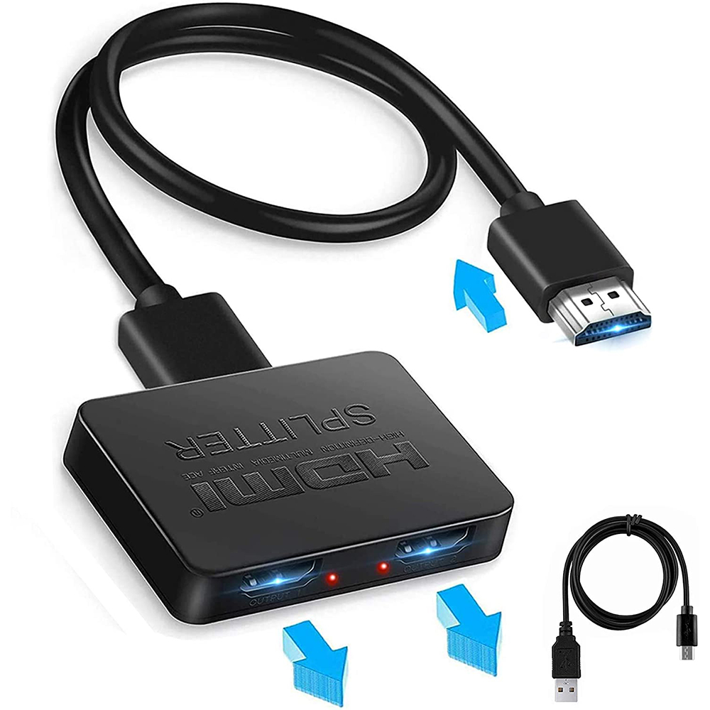 HDMI Splitter 1 In 2 Out, 4K HDMI Splitter for Dual Monitors [Just Duplicate/Mirror Screens, Not Extend] 1x2 HDMI Splitter 1 to 2 Amplifier for 4K @30HZ Full HD 1080P 3D with HDMI Cable