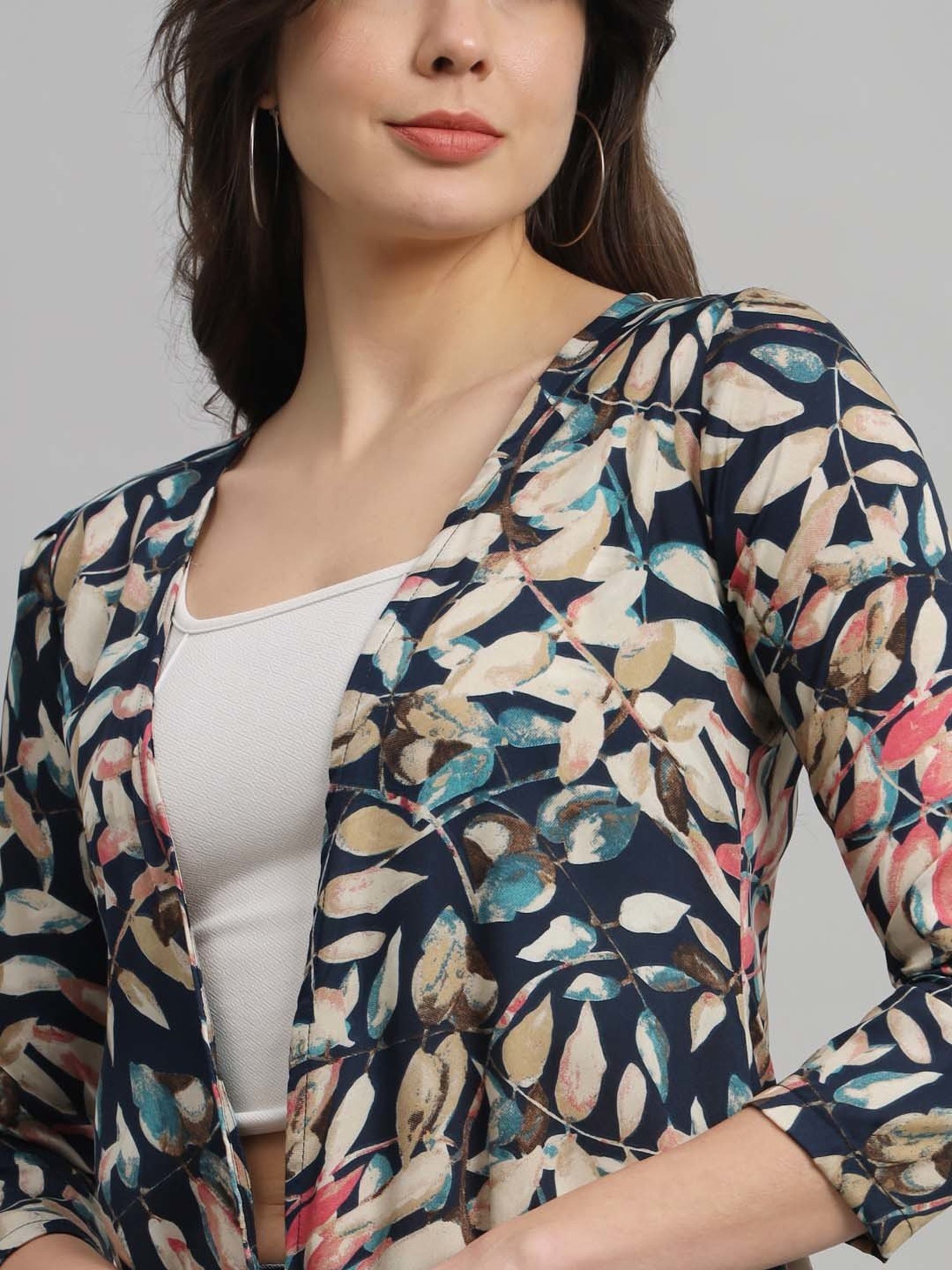 Cation Blue Printed Long Cape