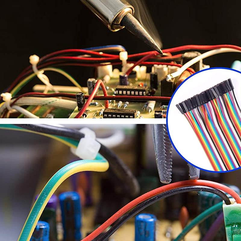 360 Pcs Multicolored Dupont Wire 40 Pin Male to Female x 3 40 Pin Male to Male x 3 40 Pin Female to Female x 3 Breadboard Jumper Wires Ribbon Cables Kit for Arduino 360 Wires