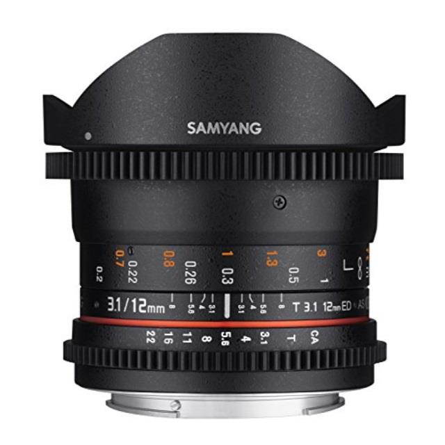 samyang vdslr ii 12mm t3.1 ultra wide cine fisheye lens for canon eos efdslr cameras  full frame compatible