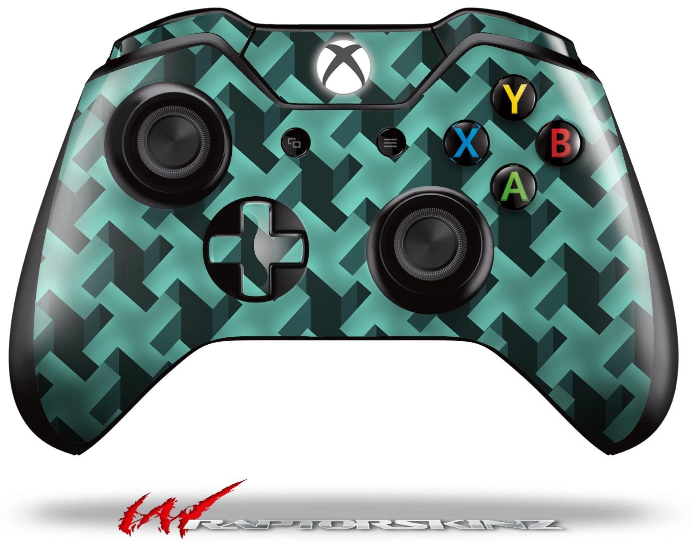 Retro Houndstooth Seafoam Green - Decal Style Skin fits Microsoft XBOX One Wireless Controller - CONTROLLER NOT INCLUDED