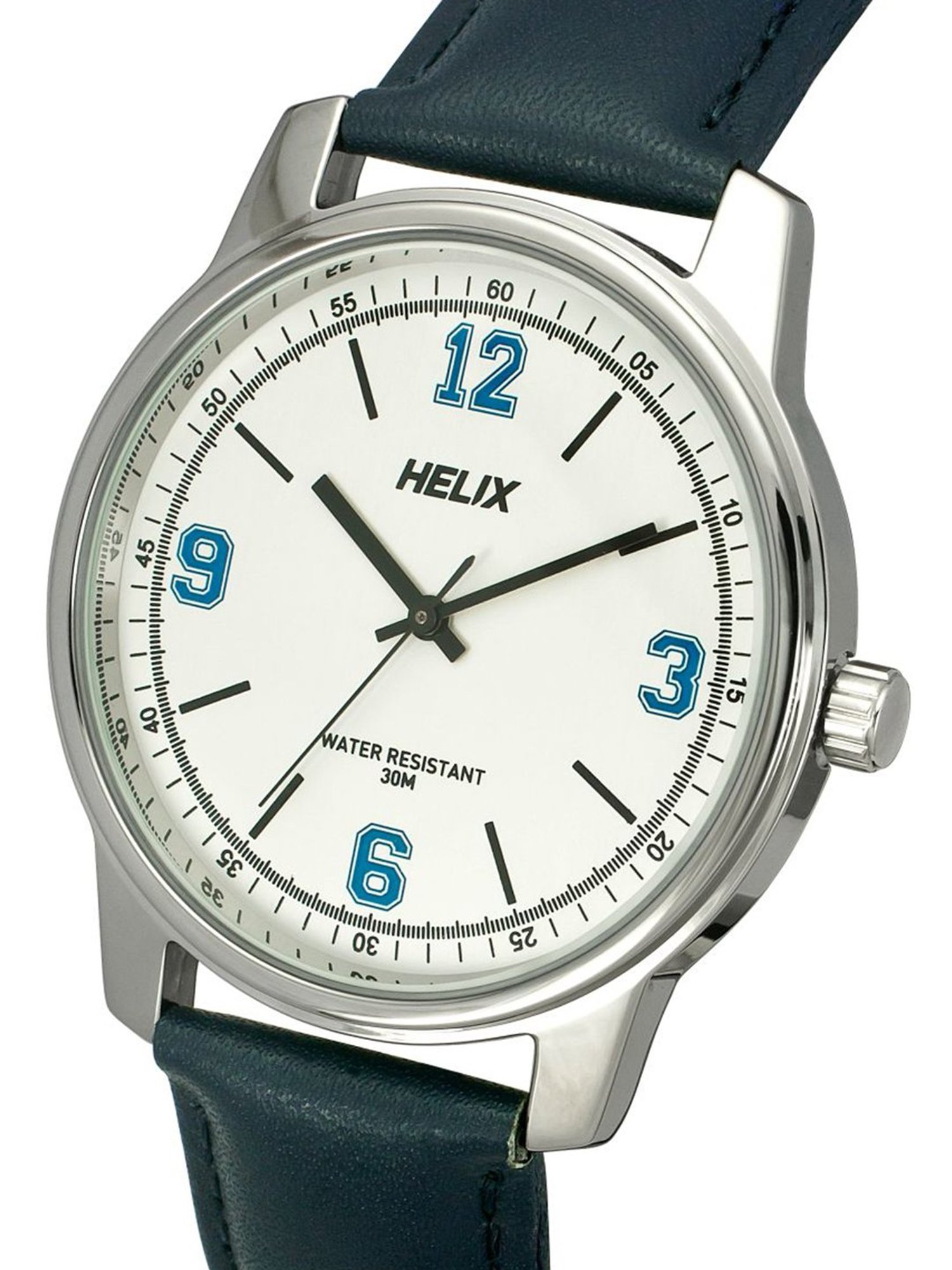 Helix By Timex White Round Dial Analog Leather Men Watch - TW046HG01