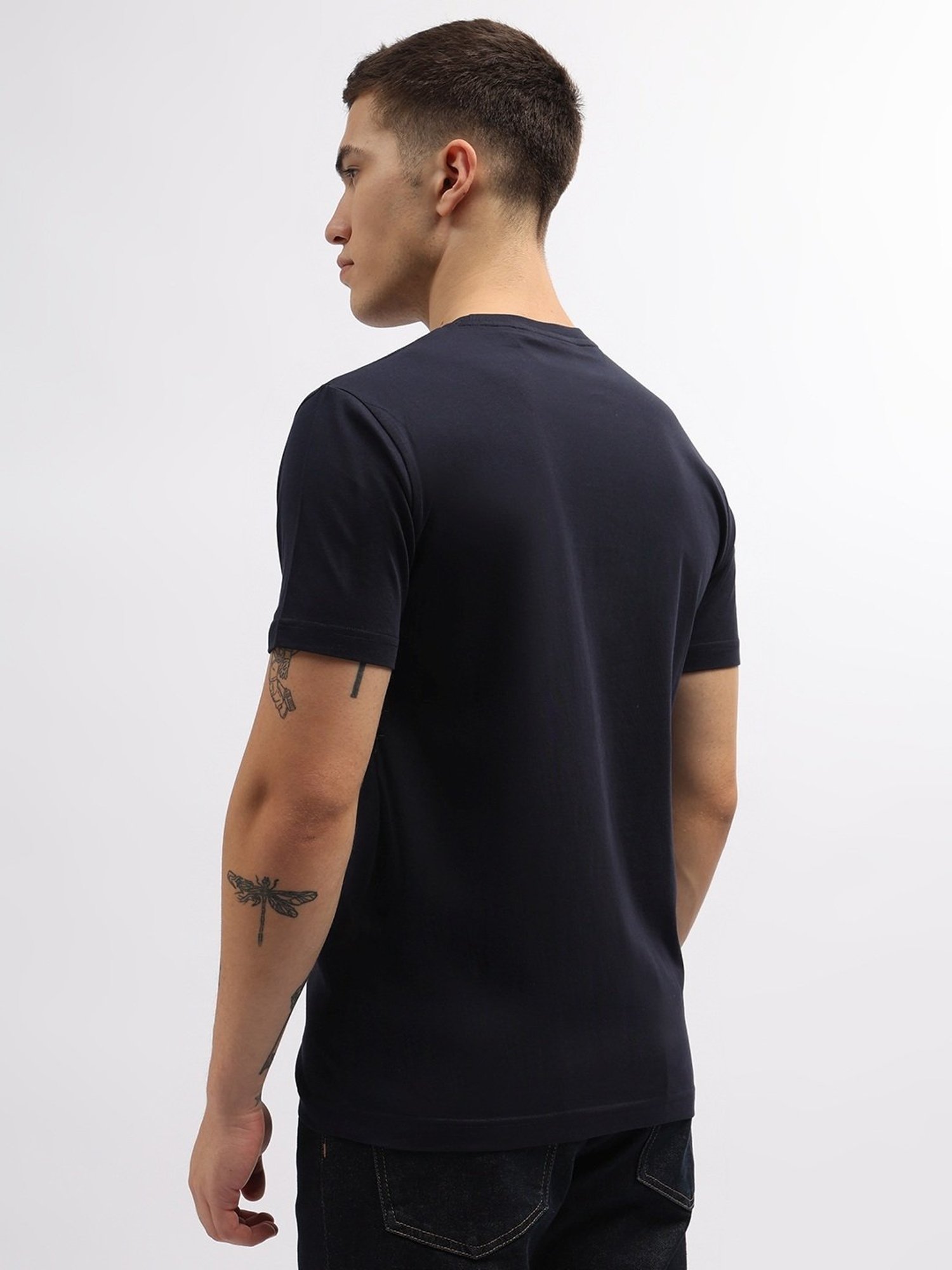 Gant Navy Blue Cotton Regular Fit T-Shirt