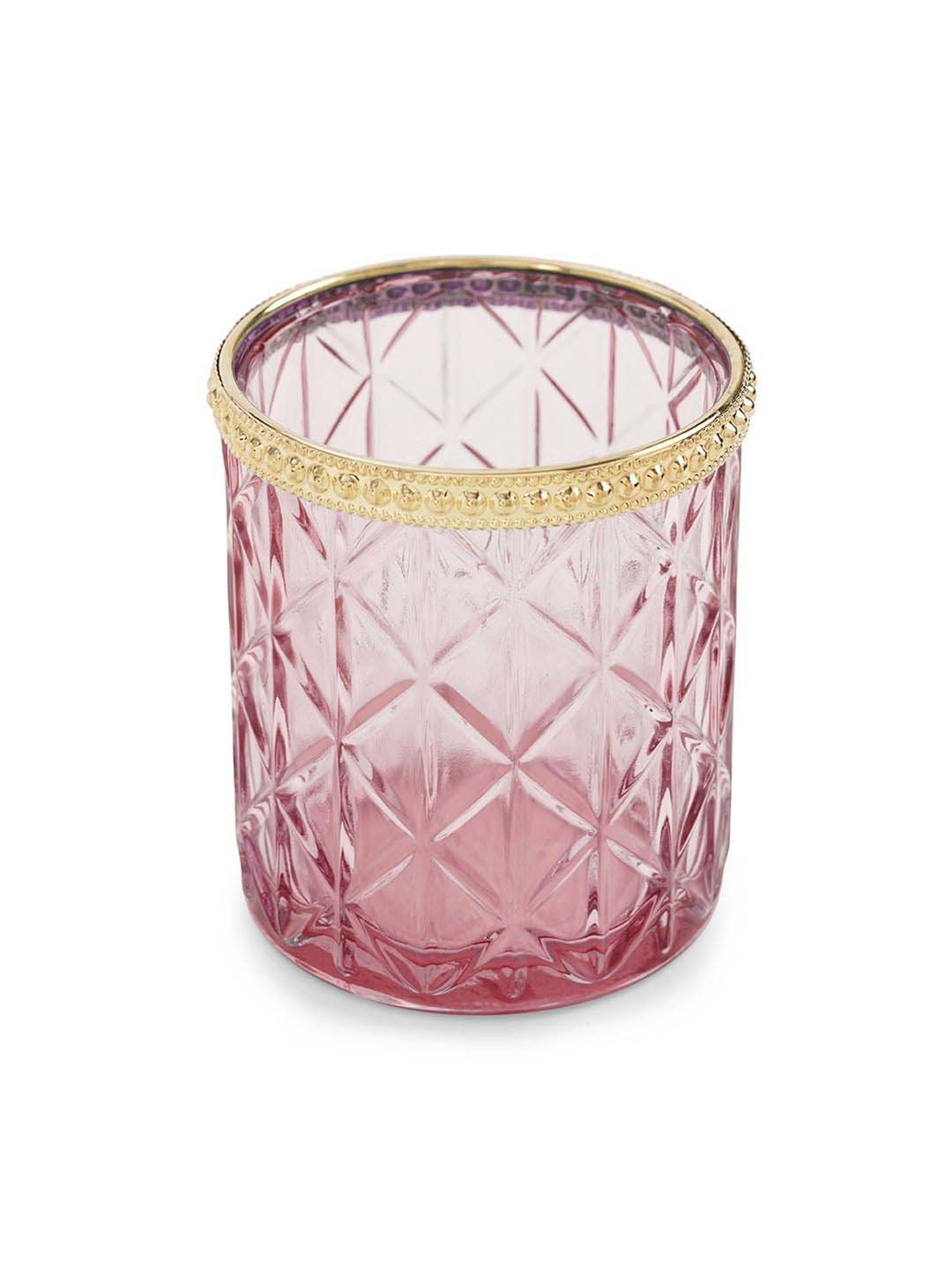 Pure Home and Living Pink Glass Tea Light Holder - Set of 2