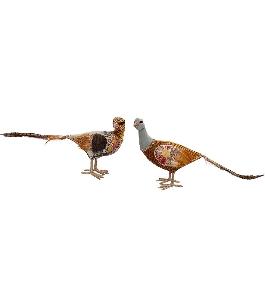 Mark Roberts Glitterd Pheasant Set of 2 Figurines