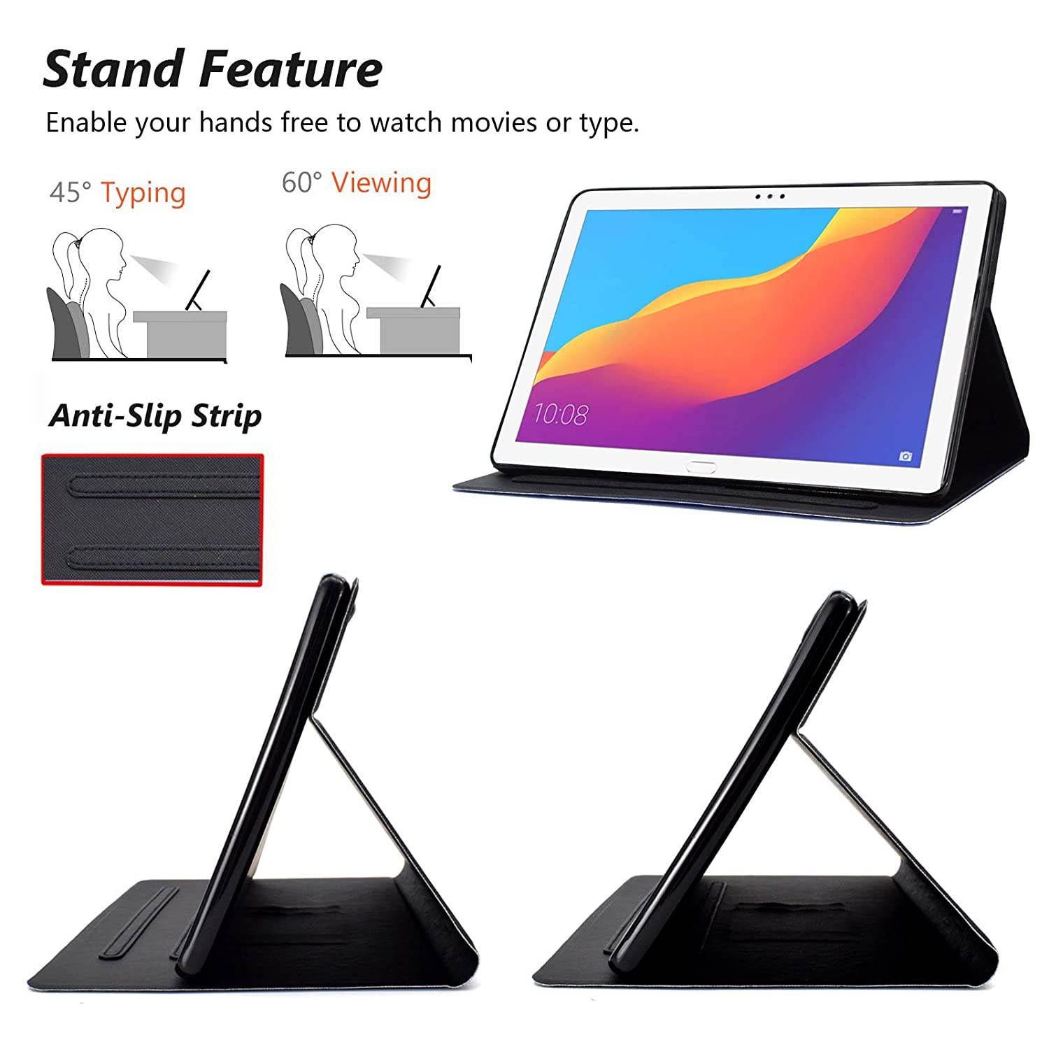 Dteck Wallet Case for Huawei MediaPad T5 10 - [Corner Protection] Multi-Angle Viewing Stand Folio Book Style Slim Case for Huawei MediaPad T5 10 inch 2018 Tablet AGS2-W09/L09/L03/W19, Space Dog