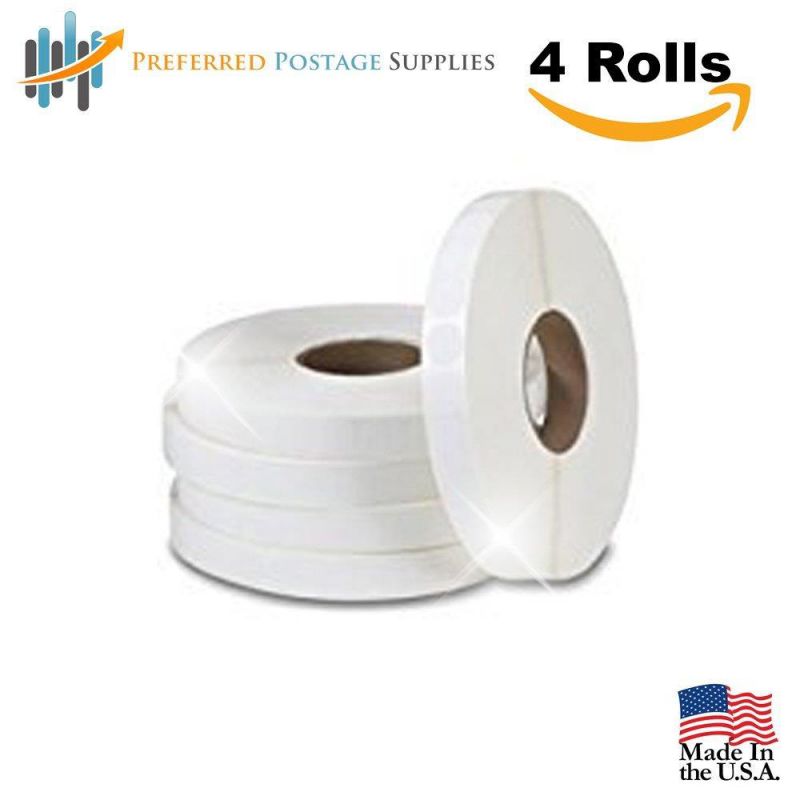 20,000 Tabs Per Roll White 1.5" Wafer Seals (No Perf) USPS Approved For Tabbing! (4 Rolls)