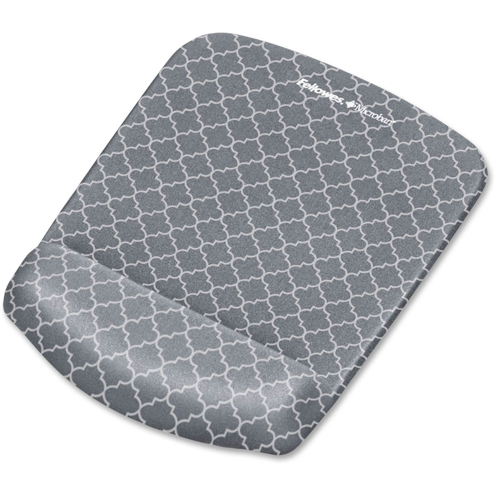 Fellowes PlushTouch Mouse Pad with Wrist Rest 7 1/4 x 9 3/8 x 1 Gray/White