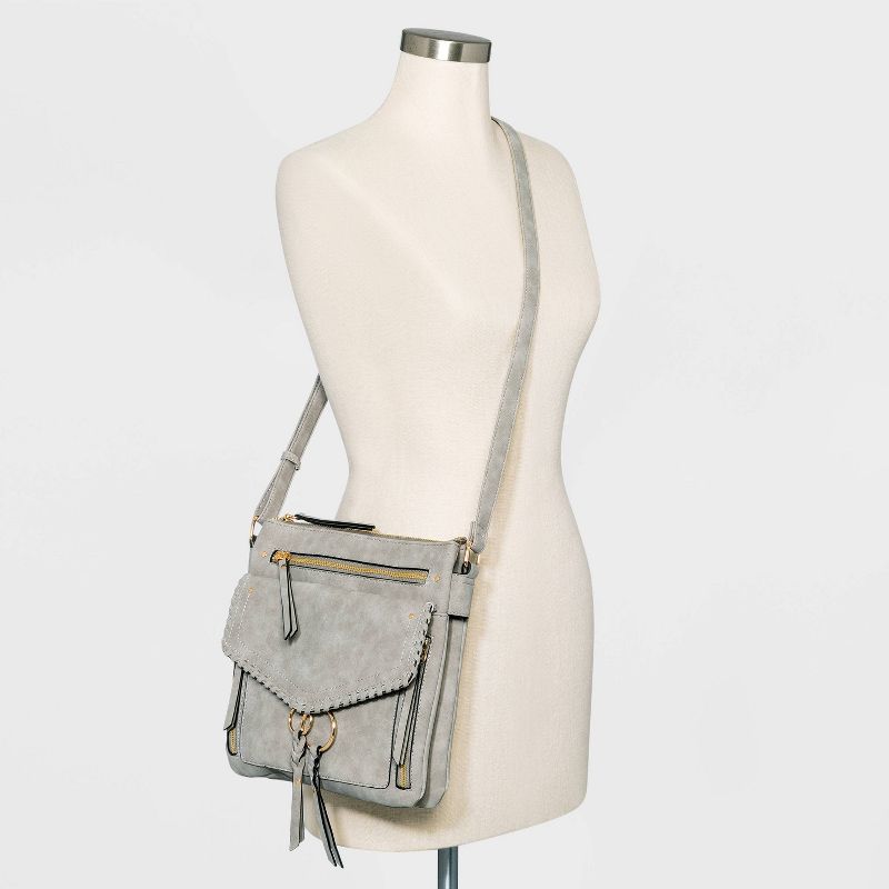 VR NYC Braided O-Ring Messenger Crossbody Bag - Light Gray
