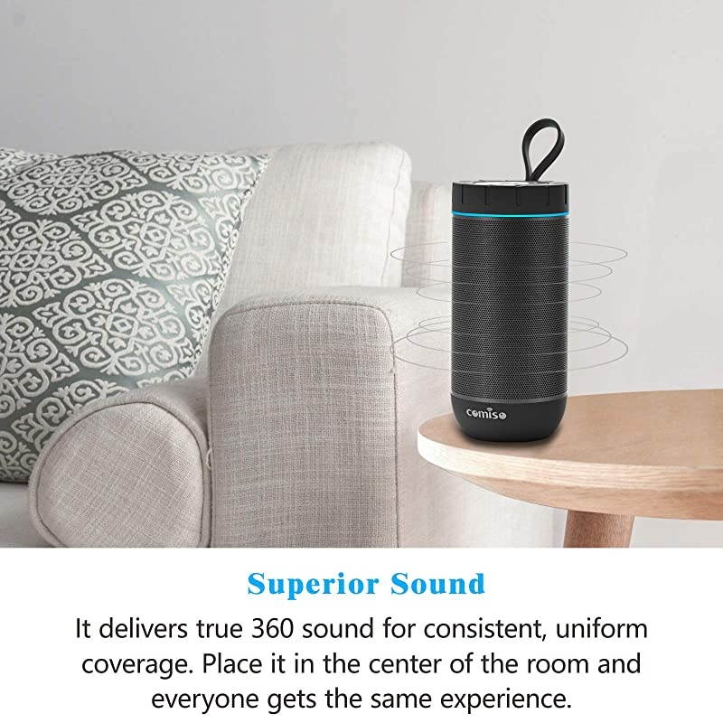 Waterproof Bluetooth Speakers Outdoor Wireless Portable Speaker with 20 Hours Playtime Superior Sound for Camping, Beach, Sports, Pool Party, Shower (Dark Grey)