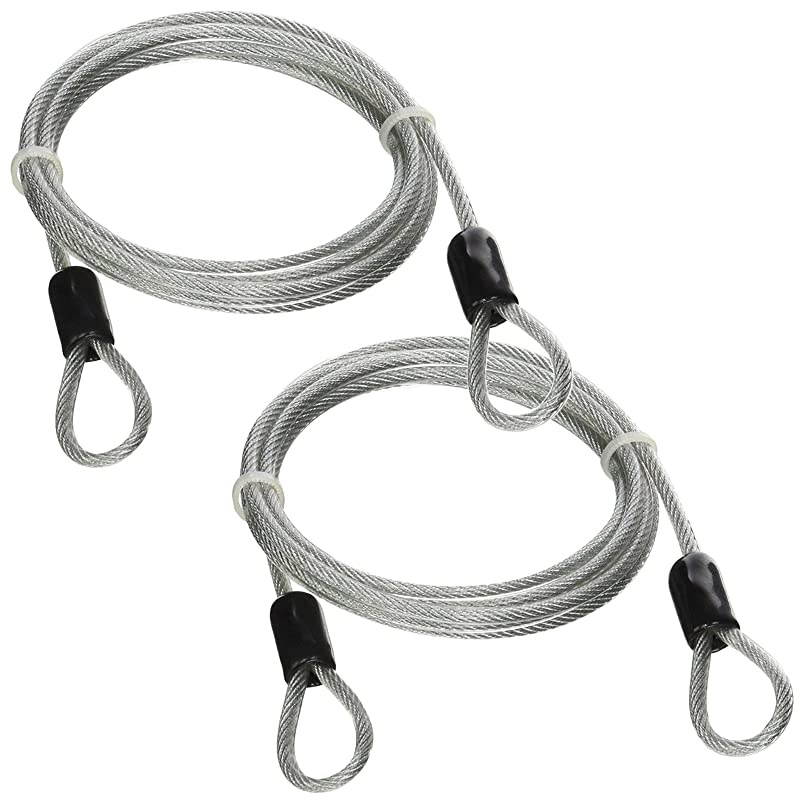 4 Foot 3mm Braided Steel Coated Security Cable Luggage Lock Safety Cable Wire Double Loop 2 Pack