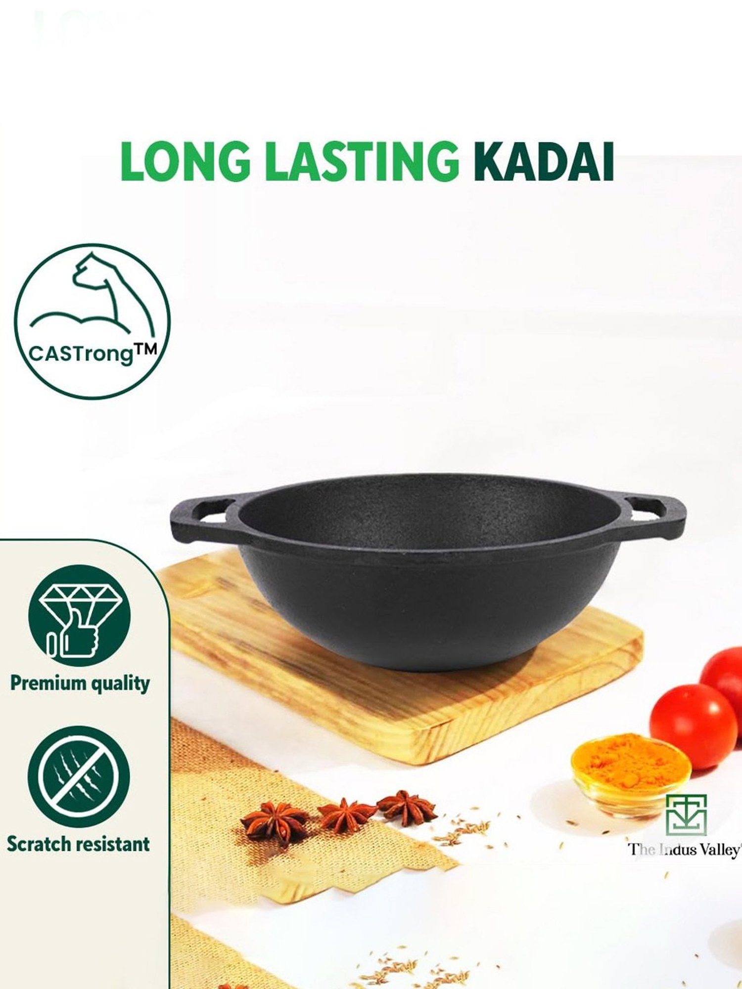 ALLO Silver Stainless Steel Induction Friendly Triply Kadhai (3 L)