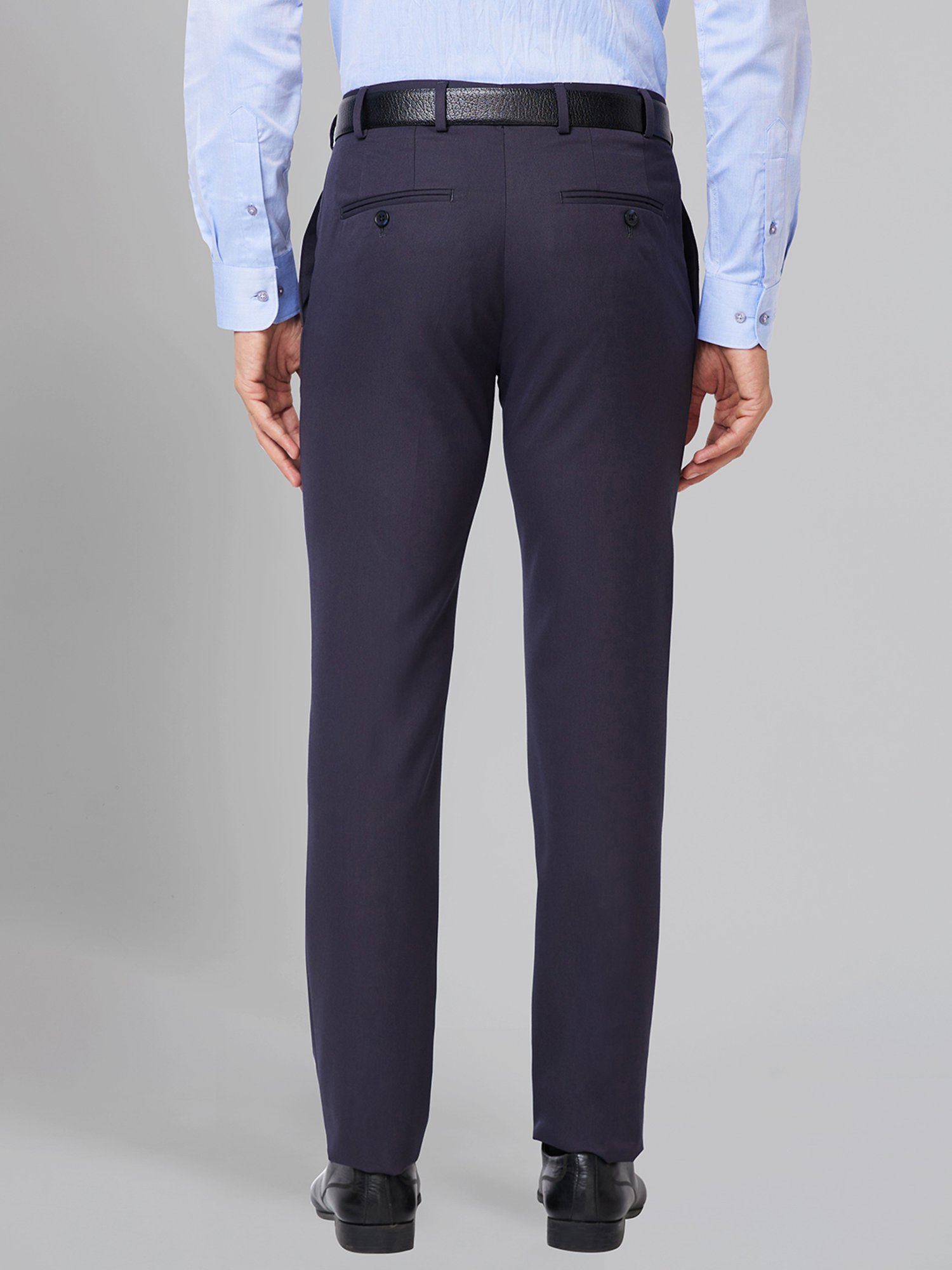 Raymond Blue Slim Fit Flat Front Trousers