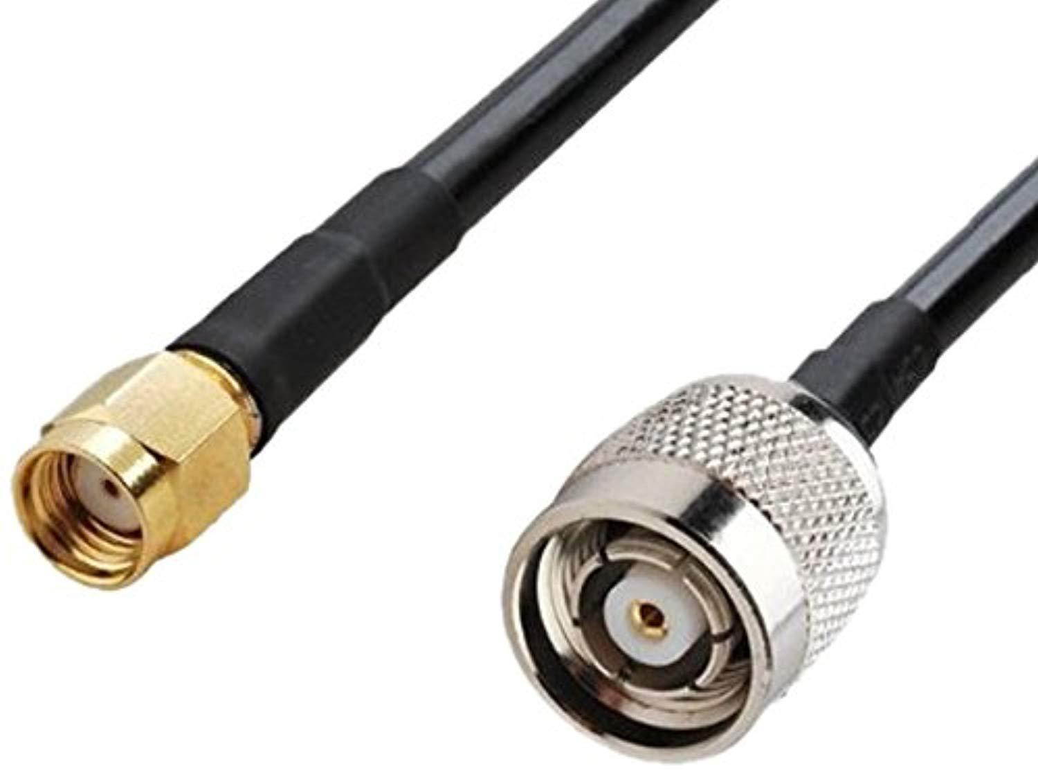 RF Jumper cable WiFi Wireless extension adapter RP-SMA male to RP-TNC male 10 foot RG-58 Jumper Made in the U.S.A.