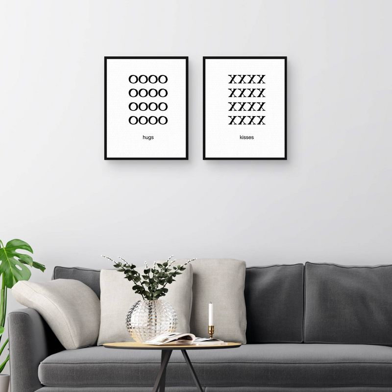 Set of 2 Hugs & Kisses By Design Lab Framed Canvas Art Prints - Masterpiece Art Gallery