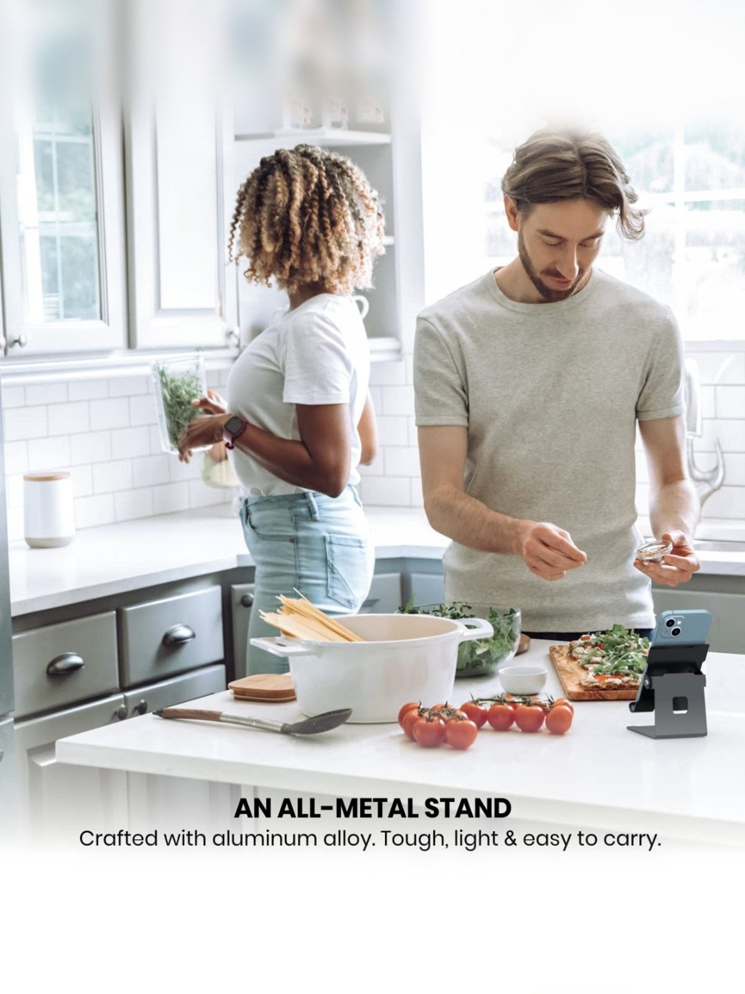 Portronics Modesk 5 Universal Mobile & Tablet Holder with 110 Degree Hinge Movement (Black)