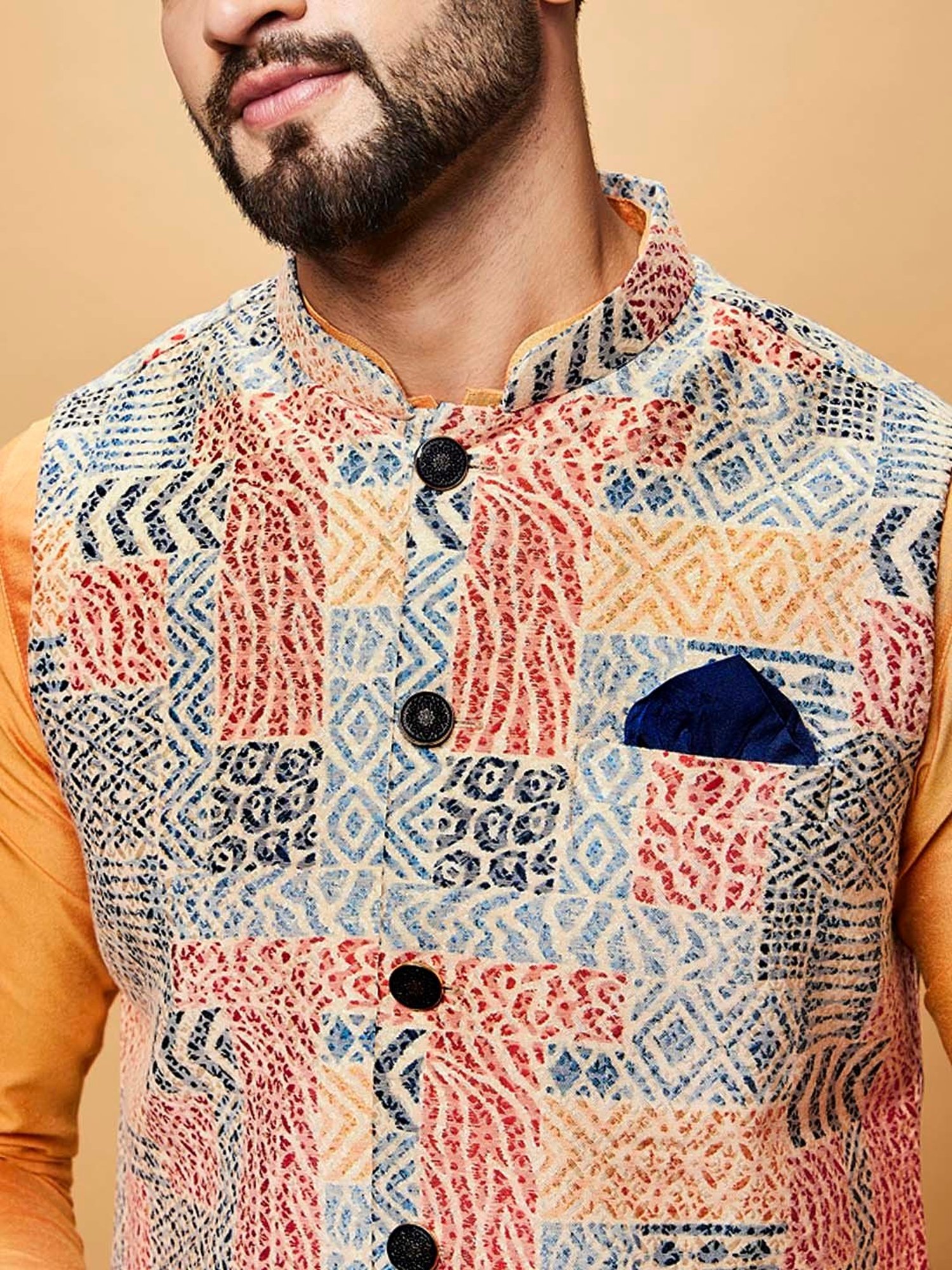 KISAH Multicolor Regular Fit Self Design Nehru Jacket