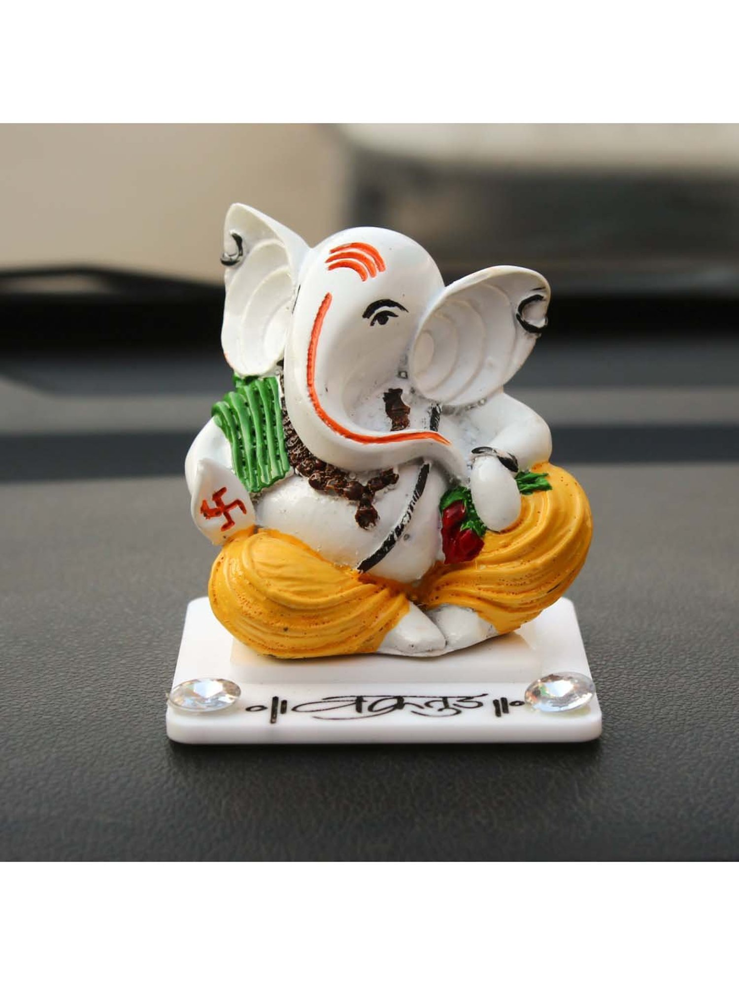 eCraftIndia Decorative Lord Ganesha Showpiece for Car Dashboard, Home Temple and Office Desks