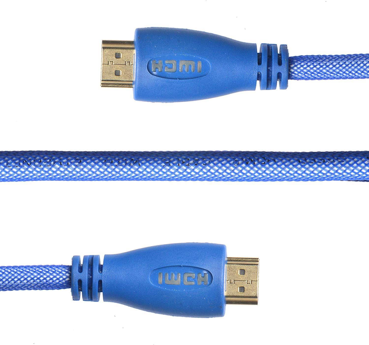 WGGE LED HDMI Cable 2.0 High speed, Nylon braiding, HDMI(19 PIN by copper wire), Gold connectors, Support 4k 1080p 3D TV, Ethernet, Home theater, HDTV, XBOX and set-top boxes (6.6 feet, BLUE)