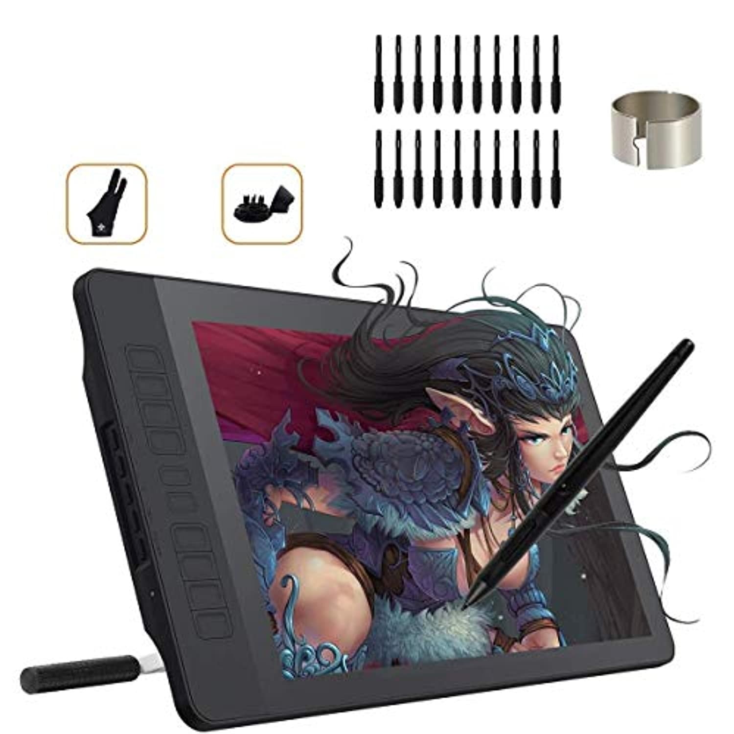 GAOMON PD1560 Pen Display  and  20 Pen Nibs- 15.6'' 8192 Pen Pressure Graphics Drawing Monitor for Digital Drawing/ 2D 3D Art/Animation/Online Teaching and Meeting