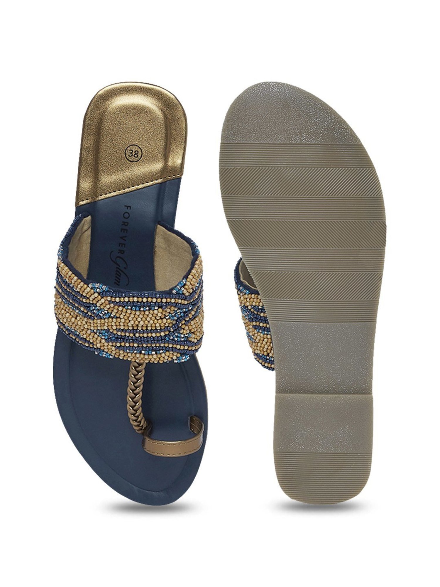 Forever Glam by Pantaloons Women's Gold Toe Ring Sandals