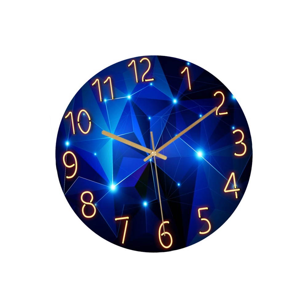 Glass Quartz Wall Clock Modern Silent Clock Hanging Decor for Living Room Bedroom Office (Starry Sky 30)