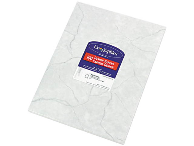 Geographics 39017 Design Paper, 24 lbs., Marble, 8-1/2 x 11, Gray, 100/Pack
