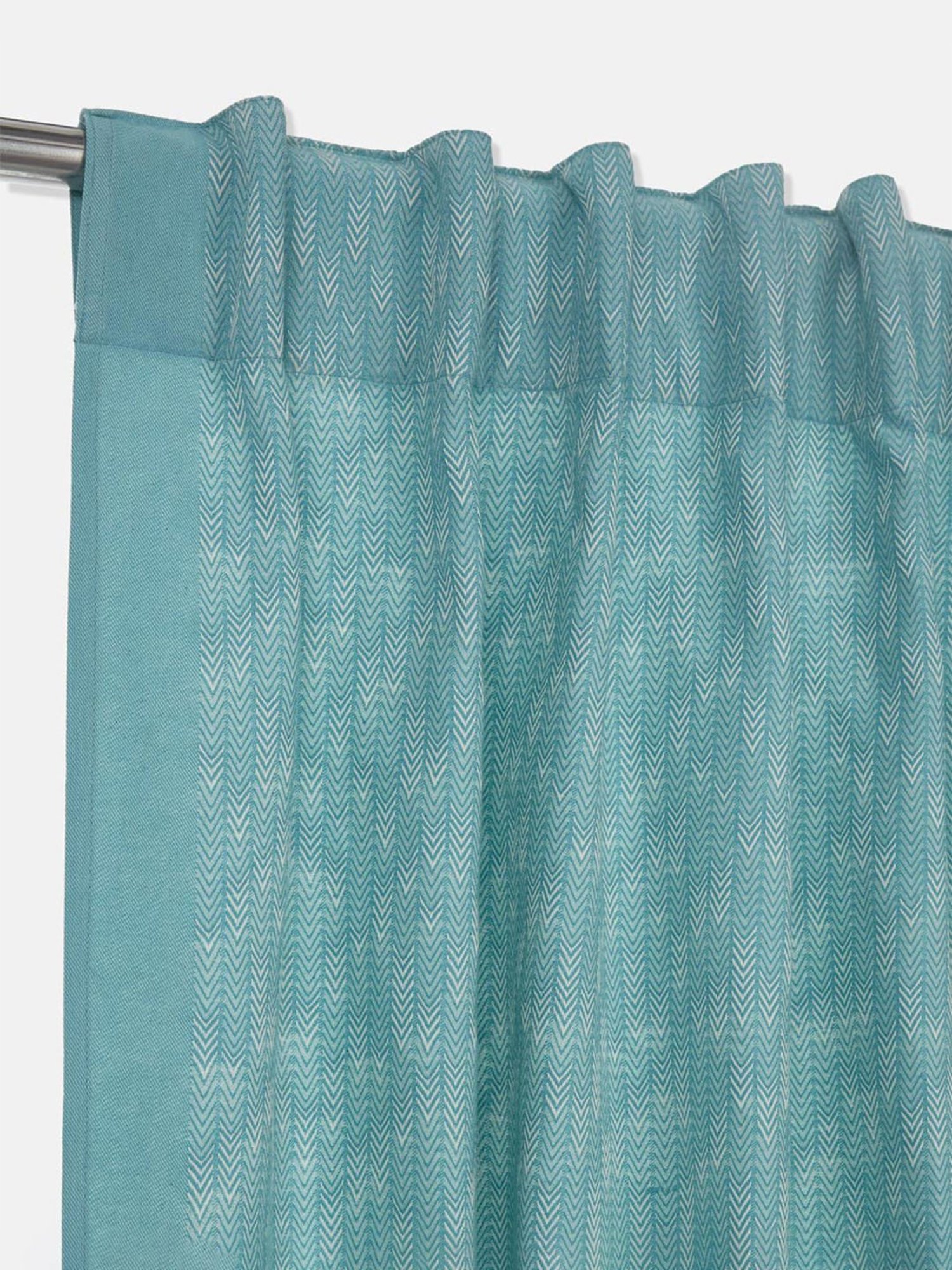 Fabindia Home Magnolia Woven Blue Cotton 9 ft Long Door Curtain